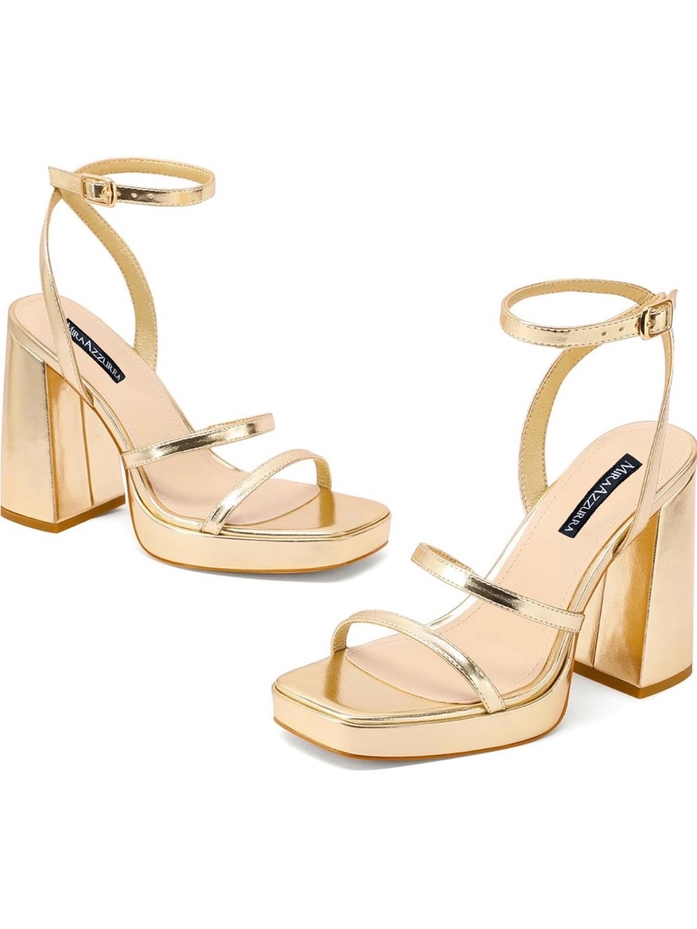 MIA Gold Metallic Platform Ankle-Strap Sandals